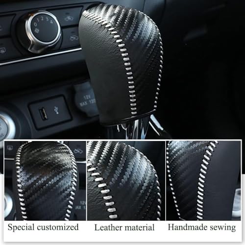 XITER With "Murano" LOGO For Genuine Leather Gear Shift Knob Cover Car Protect Accessories Case For Nissan Murano 2015-2024 (Carbon fiber) - color: Carbon fiber