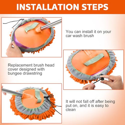 Layhit 5 Pcs Car Wash Mitt Set, Brush Not Included, Microfiber Mitt Cleaning Car Truck Washing Tools Kit RV Pickup Chenille Scratch Replacement (Orange) - color: Orange