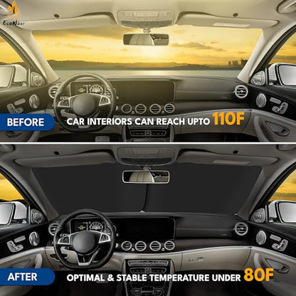 EcoNour 2-Piece Foldable Truck Window Sun Shade, Blocks UV Rays & Heat, Keeps Interior & Dashboard Cool, Durable Automotive Interior Accessory, Large Fit – (32.5" L x 36" W) - size: Large