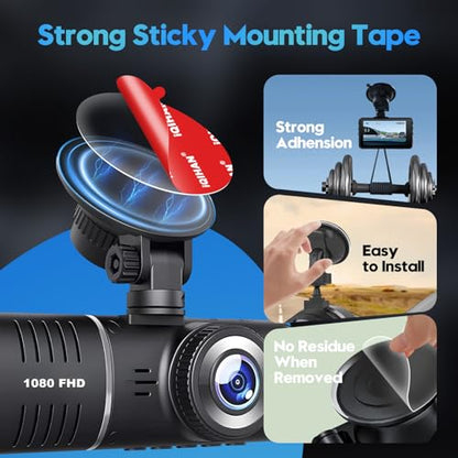 5Pcs Adhesive Sticky Pads for Dash Cam Mount, Double-Sided Strong Mounting Tape Round Sticker Replacement for Car Windshield, Universal Clear Sticker for Dashcam Dashboard Windscreen Camera GPS Holder