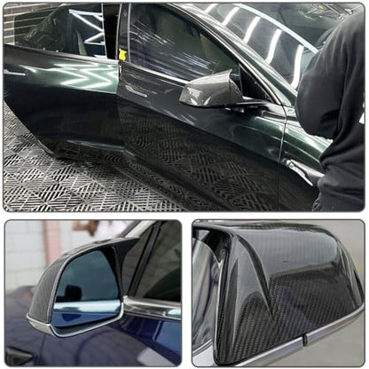MCARCAR KIT Dry Carbon Fiber Mirror Cover Caps for Tesla Model S 2021-2023 Add-on Side Rearview Mirror Caps Car Exterior Accessories Factory Outlet