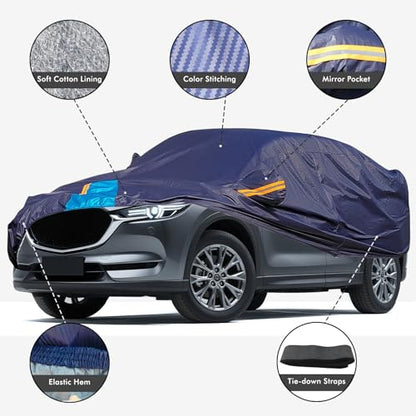 Car Cover Waterproof All Weather, 6 Layers Outdoor Full Exterior Cover Rain Sun UV Snowproof Protection with Zipper Cotton, Mirror Pocket for Mazda CX-5 - style: Mazda CX-5