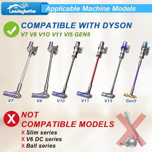 Leadaybetter Brushes & Attachments for Dyson V7 V8 V10 V11 V15 Gen5, Horsehair Vacuum Attachment, Traceless Dust Brush, Flexibible Suction Nozzles for Vacuum Cleaners