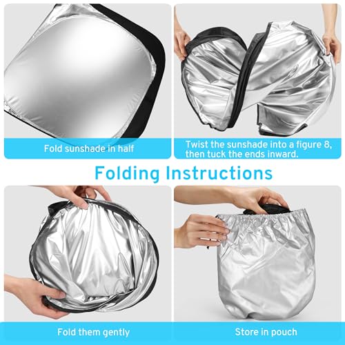 Car Windshield Sun Shade Sunshade Compatible with Chevrolet Chevy Silverado EV/GMC Sierra EV 2024-2025 2026 Large Truck Accessories, Foldable Car Front Window Sun Shield Visor
