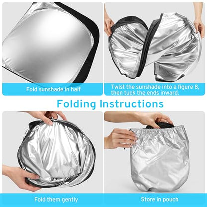 Car Windshield Sun Shade Sunshade Compatible with Chevrolet Chevy Silverado EV/GMC Sierra EV 2024-2025 2026 Large Truck Accessories, Foldable Car Front Window Sun Shield Visor