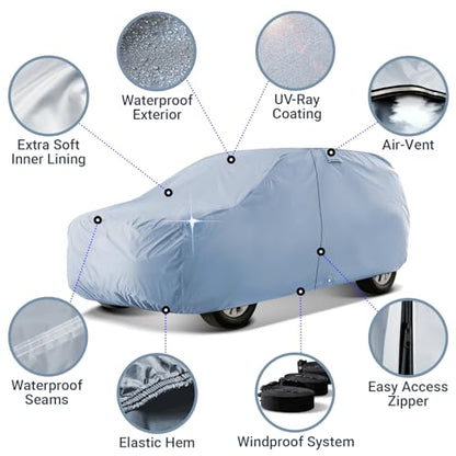 iCarCover 18-Layers Premium Universal Fit SUV Car Cover Waterproof All Weather Sun Rain Snow UV Protection Outdoor Indoor Full Exterior Covers for Automobiles Sedan Hatch Coupe Fit for 145-154 inch - size: 15. Fit Small Size SUV Length 145-154 inch