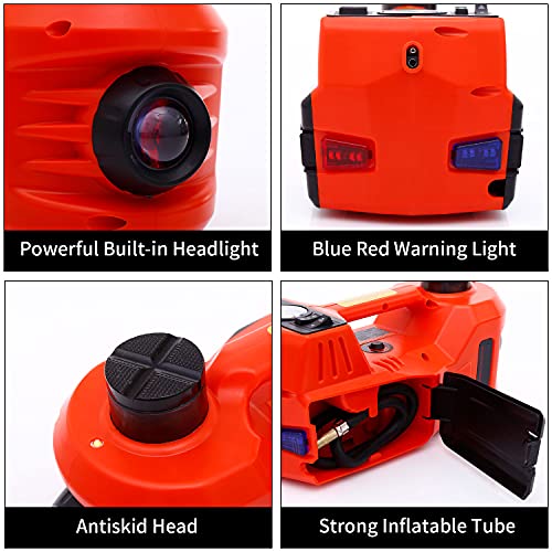 Trihelper Electric Car Jack 5 Ton 12V Floor Jack Hydraulic Jack Stand Car Lift Jack with Integrated Tire Pump for SUV Truck Sedan Vehicle Roadside Emergency Tire Change - color: Red