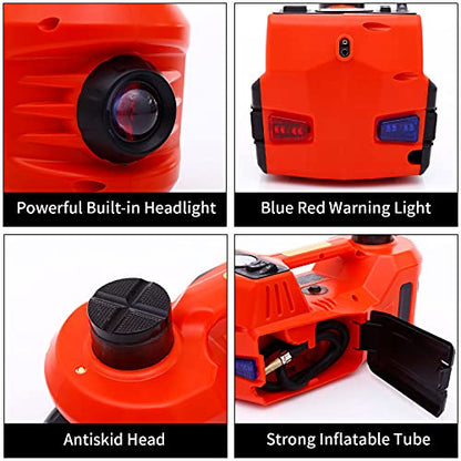 Trihelper Electric Car Jack 5 Ton 12V Floor Jack Hydraulic Jack Stand Car Lift Jack with Integrated Tire Pump for SUV Truck Sedan Vehicle Roadside Emergency Tire Change - color: Red