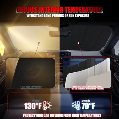 Windshield Sun Shade for Silverado/Sierra 1500 2019-2026, Silverado/Sierra 2500HD 3500HD 2020-2026, Accordion Folding Design Blocks Heat & UV Rays Maintain Cool Interior and Save Space - size: Silverado/Sierra 1500 2500HD 3500HD 2019-2026