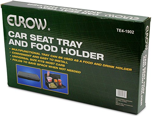 Eurow Car Backseat Travel Tray with Dual Cup Holders, Snack and Meal Storage, Phone Slot, Hooks, Easy-Clean Surface, Fits Most Vehicles, Installs in Seconds, Ideal for Kids and Road Trips - size: universal