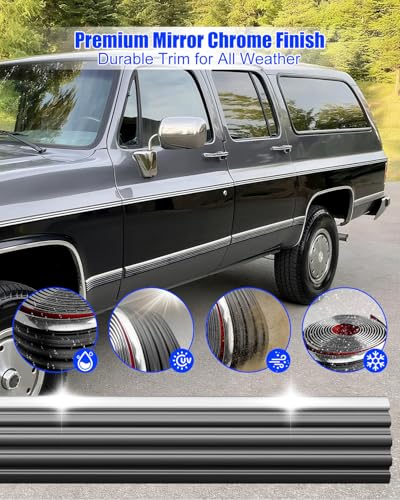 Chrome Body Side Trim Molding Fit for Chevy GMC Pickup Trucks Silverado Suburban Tahoe Blazer Jimmy 1988-1998 Length 160 inches Width 2.5 inches - size: 160 Inches