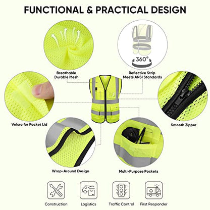 TICONN Reflective Safety Vest High Visibility Class II Mesh Vest for Women & Men Meets ANSI Standards - color: Yellow, size: 3X-Large
