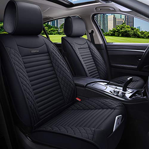 Aierxuan 5 Car Seat Covers Full Set Waterproof Leather Universal Fit Nissan Honda Civic CRV Hrv Kia Sorento Toyota Corolla 4Runner Camry Hyundai Jeep Ford Focus Edge Mazda (Full Set, Black) - color: Full Set/Black