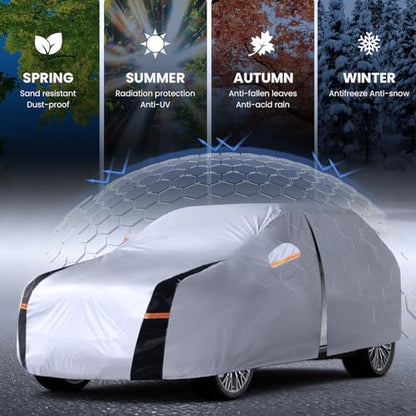 Full-Size SUV Car Cover Waterproof All Weather, 10 Layers Outdoor Car Covers for Automobiles - Sun & Rain Protector Full Exterior Covers. Custom Fit Suburban, GMC Yukon XL, Cadillac Escalade, etc - size: S5 Fit SUV/Jeep 211"-230" (See Size Chart)