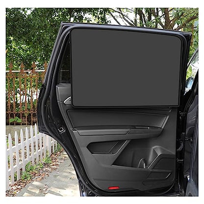 Kewucn Car Window Sun Shade, 2PCS Auto Front and Rear Windshield Curtains with Magnetic, UV Rays Protection&Sun Heat Block Car Window Covers, Universal Privacy Sunshades for Cars (Black-Back Window) - color: Black-Back Window