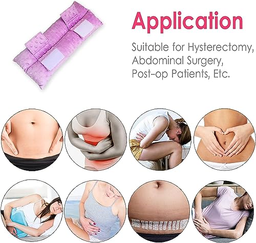 Hysterectomy Pillow Abdominal Post Surgery Pillows with Pocket Comfort for Ice Heat Packs Tummy Tuck Belly Incision Recovery Seatbelt Gifts Women Patients (Lavender) - color: Lavender
