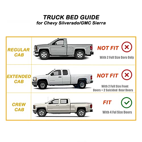 Window Visor Compatible with 2001-2006 Chevy Silverado GMC Sierra Crew Cab, Slim Style Acrylic Smoke Tinted 4PCS Sun Rain Guard Wind Vent Air Deflector by IKON MOTORSPORTS, 2002 2003 2004 2005