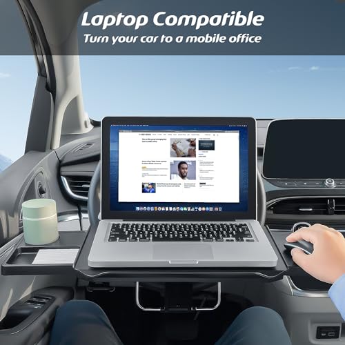 Paffenery Large Car Steering Wheel Tray Back Seat Headrest Tray with Phone Holder, Steering Wheel Desk Food Table for Car Laptop Mount Steering Wheel for Large Trucks