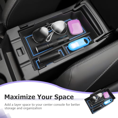 LUWU Center Console Organizer Compatible with Subaru Crosstrek & Impreza 2024-2026 Accessories Armrest Console Secondary Storage Box Insert Tray ABS Material with Coin Holder Blue - color: Crosstrek/Impreza 2023-2026 Blue