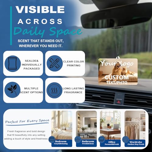 10-100Pcs Custom Logo Air Freshener for Car Bulk,Wholesale Personalized Double-Sided Car Air Fresheners with Photo Text Logo (Horizontal Rectangular) - color: Horizontal Rectangular
