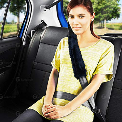 ZONETECH Car Seat Belt Comfortable Shoulder Pad - 4-Pack Premium Quality Classic Black Comfort Auto Strap Padding for Adults and Kids
