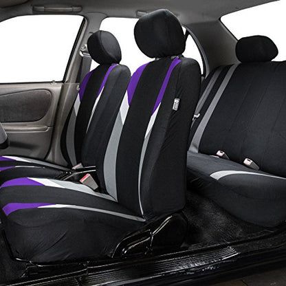 FH Group Premium Modernistic Flat Cloth Car Seat Covers – Universal Fit, Washable Seat Covers for SUV Sedan Van, Purple, Full Set - color: Purple, size: Full Set