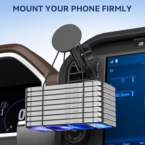 Surfcabin CNC Truck Air Vent Phone Holder, Magnetic Full Metal Phone Mount for F150, Phone Cradles Compatible with Ford F150 2021-2025 & Super Duty F250 F350 F450 2021-2025 and Most Cellphones - style: Compatible with F150 2021-2026 with Metal Arm