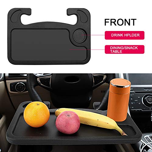 XINDELL Steering Wheel Tray - Food Tray for Eating & Laptop Holder Vehicle Travel Accessories, Front Seat Desk Car Organizer, Compatible with Honda, Jeep, Nissan, Ford, Truck & Van Interiors