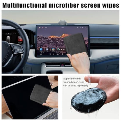 Ohleats Car Screen Cleaner, Microfiber Auto Screen Cleaning Pad, Foldable Touch Screen Cleaner Cloth for Vehicle Dashboard LCD Display, Interior Car Accessories - color: Long Square,1Pcs