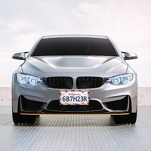 Gay License Plate Frame Rainbow LGBT License Plate Frames Personalise Stainless Steel Funny Design Compatible with Standard License Plate Holder for USA and Canada 6 X 12 with Screws - color: Gay Rainbow