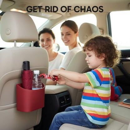 Universal Leather Car Door Cup Holder Trash Can, Leakproof Car Trash Bin,Multifunctional Back Seat Car Organizer for Hold Phones, Snacks, Drinks (A-White) - color: A-White