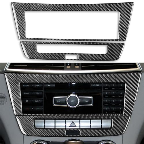 NVCNX Carbon Fiber Compatible with Mercedes-Benz C-Class W204 C250 C300 C350 C63 AMG 2012 2013 2014 Sedan / 2012-2015 Coupe Accessories Car Dash CD Radio Panel Cover Sticker Decal Interior Trim B 2PCs - color: Dash Infotainment System Panel Trim B - for 2
