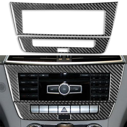 NVCNX Carbon Fiber Compatible with Mercedes-Benz C-Class W204 C250 C300 C350 C63 AMG 2012 2013 2014 Sedan / 2012-2015 Coupe Accessories Car Dash CD Radio Panel Cover Sticker Decal Interior Trim B 2PCs - color: Dash Infotainment System Panel Trim B - for 2