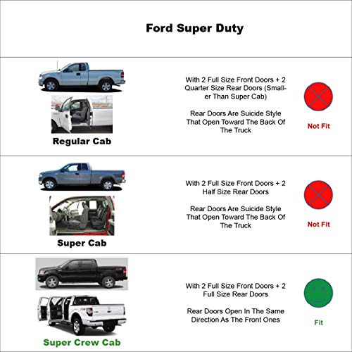 Window Visors Rain Guards Side Wind Deflectors for 2015-2025 F-150 Crew Cab, 2017-2025 F-250 F-350 F-450 Super Duty (SuperCrew/Crew) Cab, Vent Guard Shade Sun 94975 4-Pieces Set - size: 2015-2024 F150 Crew cab