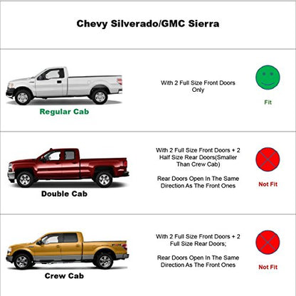 Side Window Visor Wind Vent Deflector, 2pcs Out-Channel Tape-On Nice Rain Guards Set fit for 2007-2013 Chevy Silverado/GMC Sierra 1500 2500 3500 Body Style Regular cab 92326 - size: 07-13 Silverado/Sierra Standard Cab