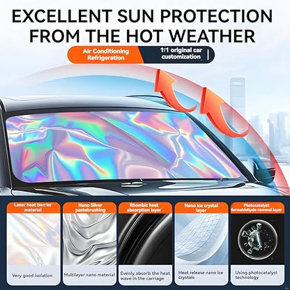for Honda CRV Windshield Sun Shade - Foldable Windshield Cover Sun Shade CRV 2007-2025 Accessories Protect Car from Sun Rays Overlapping UV Reflective Window Sunshad