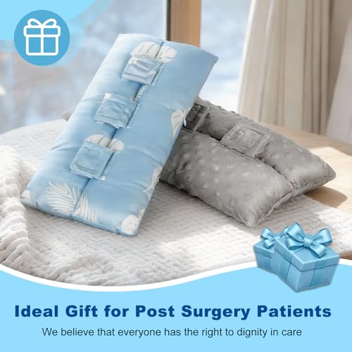 supregear Abdominal Seatbelt Pillow, Soft Smooth Cover Seatbelt Cushion with Hot/Cold Pack Pocket for Gentle Comfort and Pressure Relief During Travel or Recovery (Blue Monstera Pattern) - color: Blue Monstera Pattern (Smooth Cover)