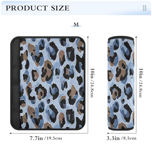 Bolaz Light Blue Leopard Cheetah Soft Seat Belt Cover Pad Seatbelt for Baby Kids Cushion Shoulder Strap Pads Flannel 2Pcs - color: Light Blue Leopard cheetah, size: Small