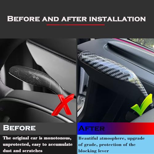 YHCDSEA Steering Lever Cover for Tesla Model Y Juniper, Gear Shift Cover Accessory - Decorative Cover (My Juniper-Glossy Carbon Fiber Pattern) - style: MY Juniper-Glossy Carbon Fiber Pattern