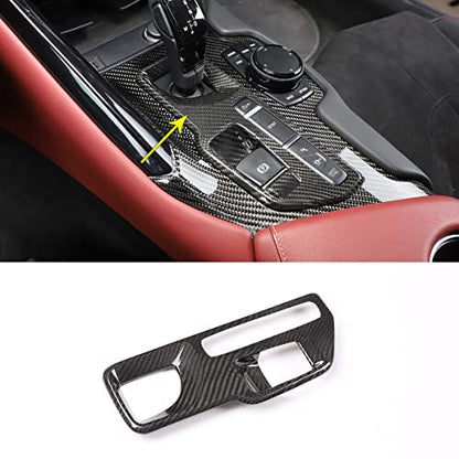 Fit for Toyota GR Supra A90 2019-2022 Real Carbon Fiber Trim Center Control Gear Shift Button Panel Cover Car Interior Accessories (Carbon Fiber Black) - color: Carbon Fiber Black