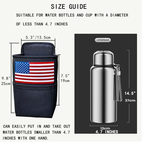 Large Car Cup Holder Expander, Fits Large 24/36/40/46oz Water Bottles, Big Drinks Holder Bag- Universal Auto Vehicle for Cars, SUV & Truck RV's Golf-carts (Black-US Flag) - color: Black-US FLAG
