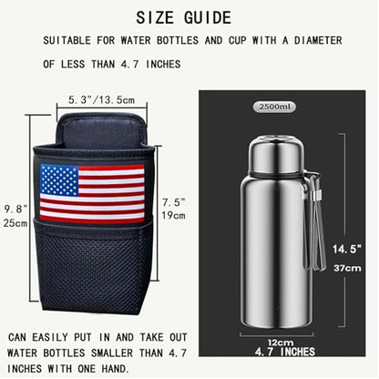 Large Car Cup Holder Expander, Fits Large 24/36/40/46oz Water Bottles, Big Drinks Holder Bag- Universal Auto Vehicle for Cars, SUV & Truck RV's Golf-carts (Black-US Flag) - color: Black-US FLAG
