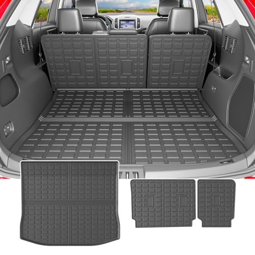 powoq Cargo Mat Compatible with 2015-2024 Ford Edge Cargo Liner Backrest Mat TPE Back Seat Protector (Only for 5-Seater) Replacement for 2015-2024 Ford Edge Accessories (Trunk Mat+Backrest Mats) - size: Compatible with Ford Edge | 2015-2024