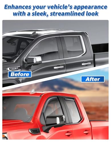 in-Channel Window Rain Guards Fit for Chevy Silverado & GMC Sierra 1500 Double Cab 2019-2026 Rain Guard Truck Extra Window Durable Deflectors Side Window Vent Visors Shades Car Accessories - size: For 2019-2026 Silverado/Sierra 1500 Double Cab