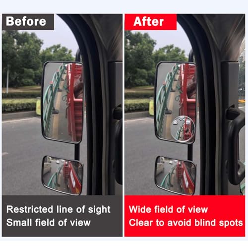 2Pcs Large Stick-on Blind Spot Car Mirror, 3.75 Inch Non-Adjustable Big Round Convex Rear View Mirrors, HD Glass Blindspot Convex Rearview Mirror for Car, an, SUV and Trucks