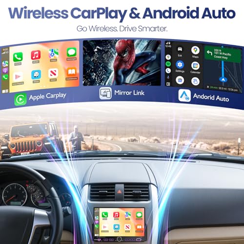7“Single Din Radio with Apple CarPlay & Android Auto, UHD Single Din Touchscreen Car Radio, Car Stereo with 1080P Backup Camera, Mirror Link, Bluetooth 5.3, GPS, AM&FM, Fast Charging, EQ, SWC