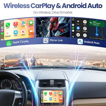 7“Single Din Radio with Apple CarPlay & Android Auto, UHD Single Din Touchscreen Car Radio, Car Stereo with 1080P Backup Camera, Mirror Link, Bluetooth 5.3, GPS, AM&FM, Fast Charging, EQ, SWC