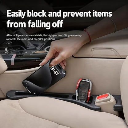 Car Seat Gap Filler Set of 2, Multifunctional Seat Side Gap Seam Filler Organizer with Phone Holder, Universal Fit Fill The Gap Between Seat & Console for Car, SUV, Truck