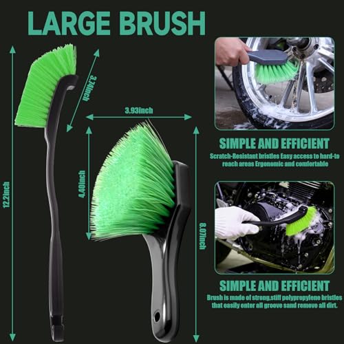 13PCS Motorcycle Cleaning Kit, Motorcycle Detailing Kit Overall Cleaner Tools Car Washing Brush Rims Cleaning Kit Chain Tire Wheel Brush Set Chain Tire for Car Bike Motorbike