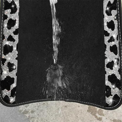 CAR PASS Bling Cow Car Mats Rhinestones Diamond Waterproof Floor Mat Crystal Sparkly Shining Glitter Carpet Anti-Slip PVC Heel Pad, Universal Fit Automotive SUV,Sedan,4pcs Girly Women, Cow Diamond - color: Cow